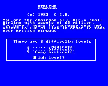 Airline (1983)(CCS) screen shot game playing